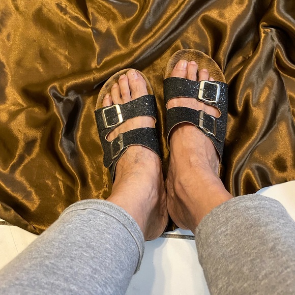 Glittery black sandals by H&K size 10 - Picture 2 of 9